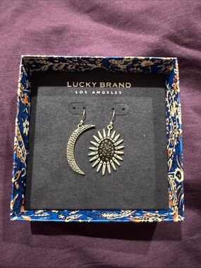 Lucky Brand Sun and Crescent Moon Dangle Earrings - Silver-Tone